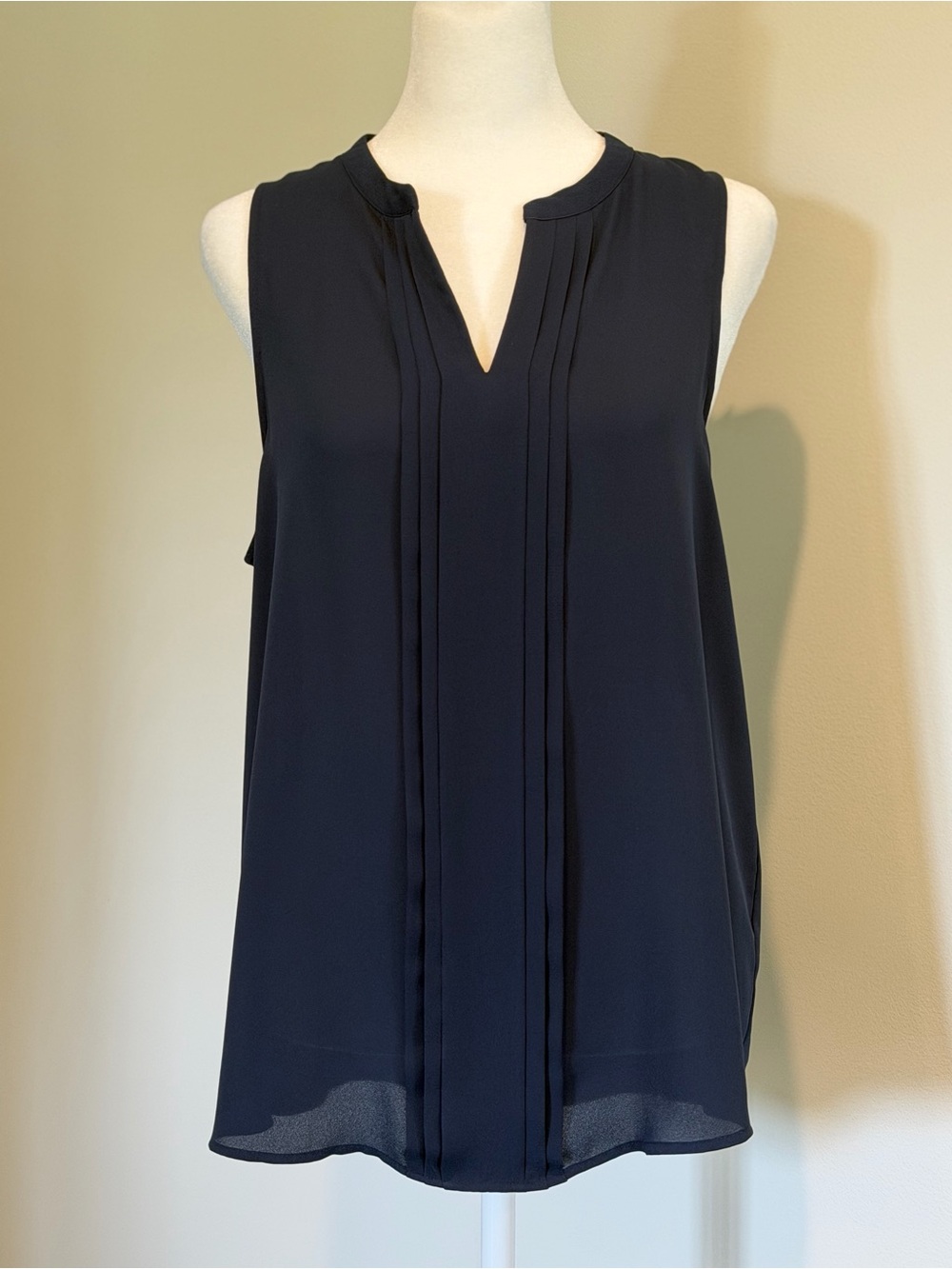 41 Hawthorn Navy Sleeveless V-Neck Pleated Blouse